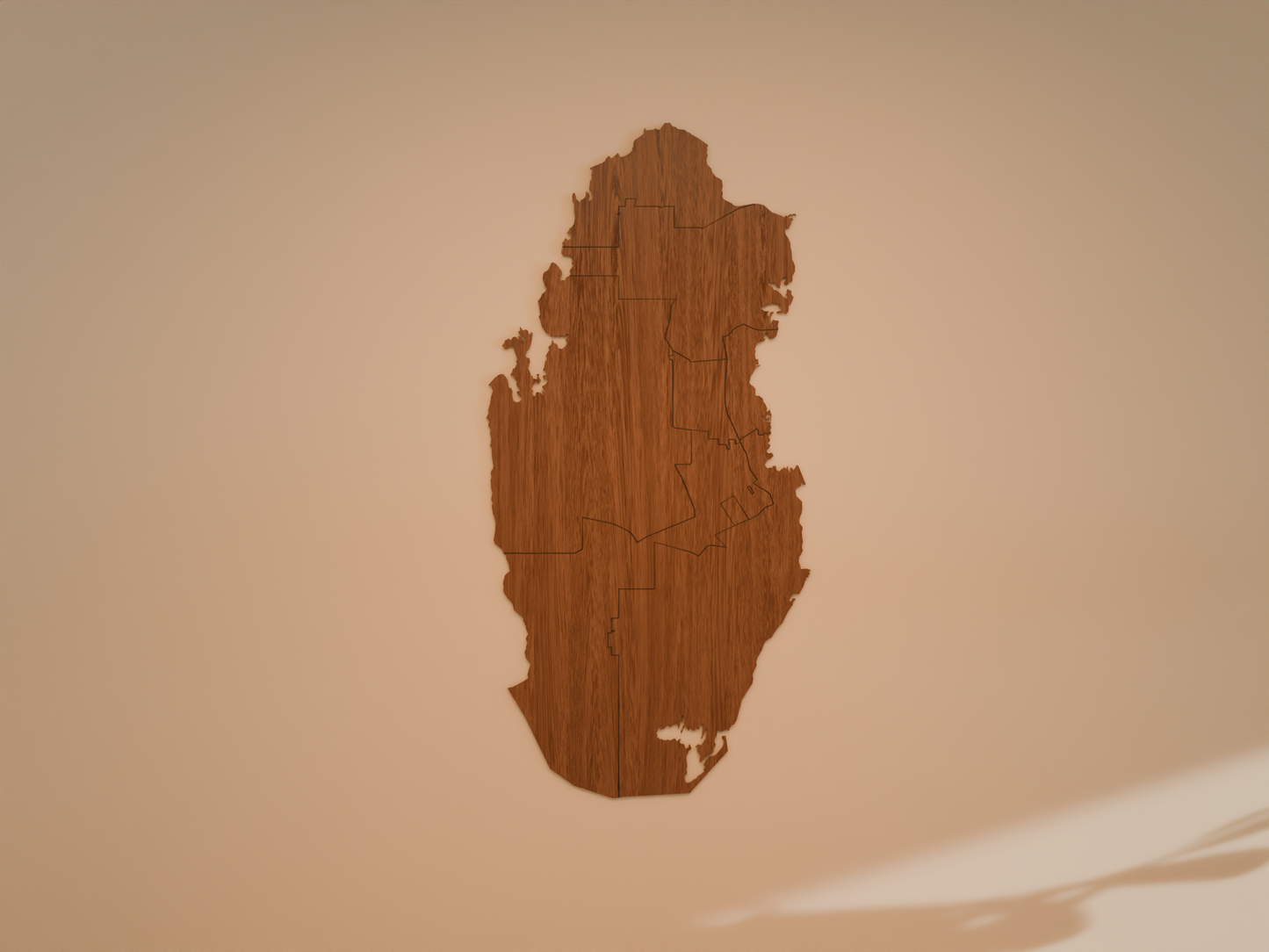 Houten landkaart - Qatar