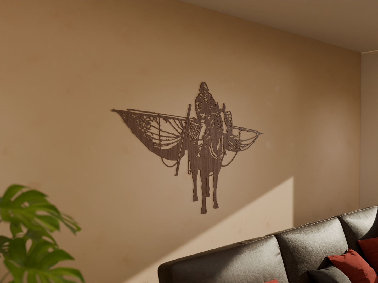 Houten wanddecoratie - Paardenvisser