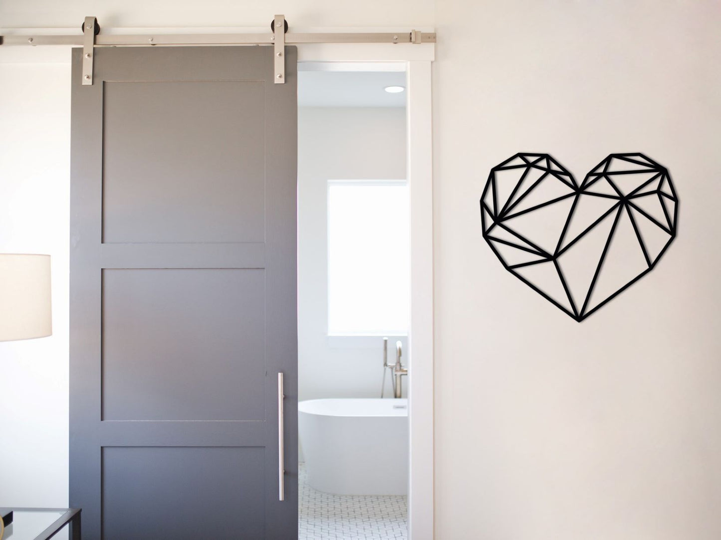 Houten wanddecoratie - Geometrisch Hart