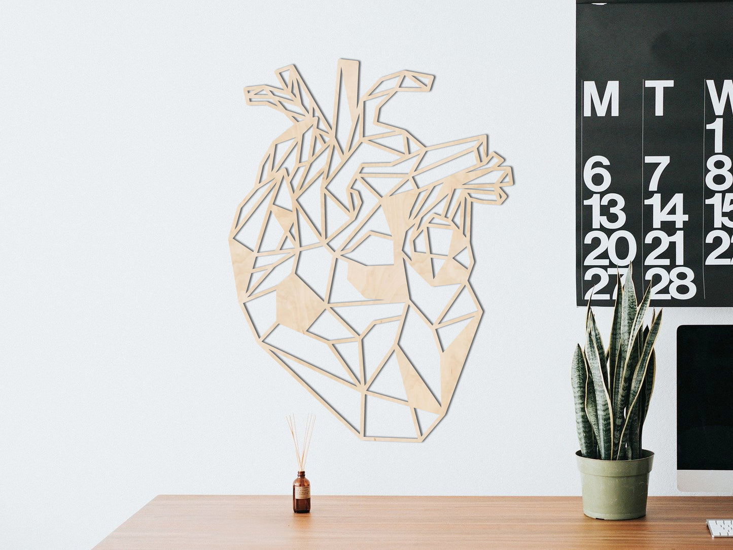 Houten wanddecoratie - Geometrisch Anatomisch Hart