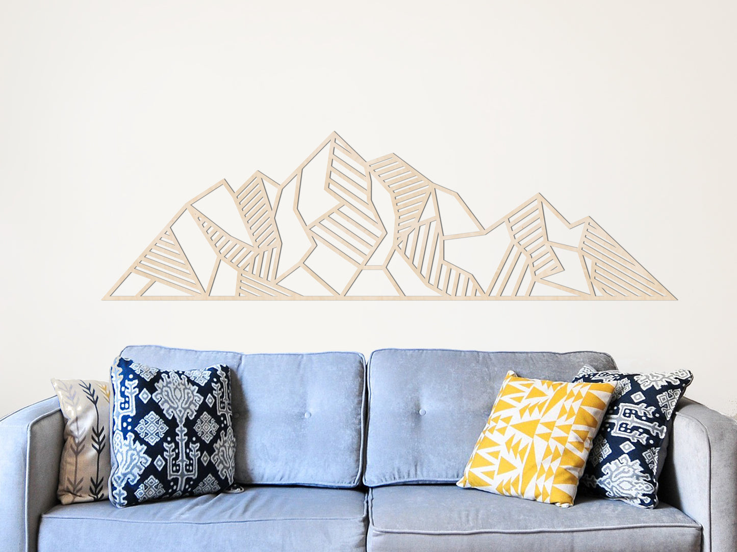 Houten wanddecoratie - Geometrische Bergen