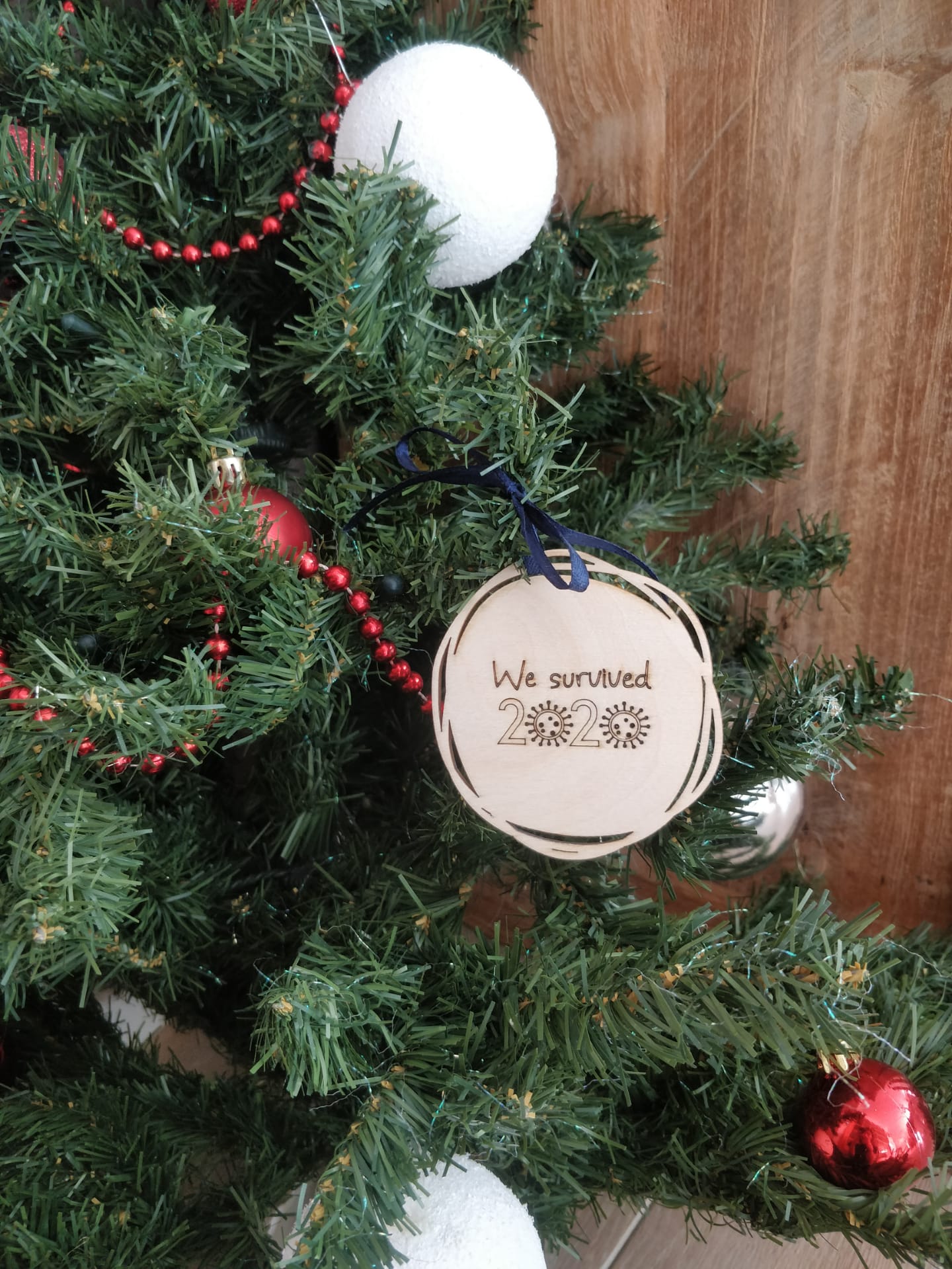 Set van 6 houten prachtige houten kerstdecoratie!