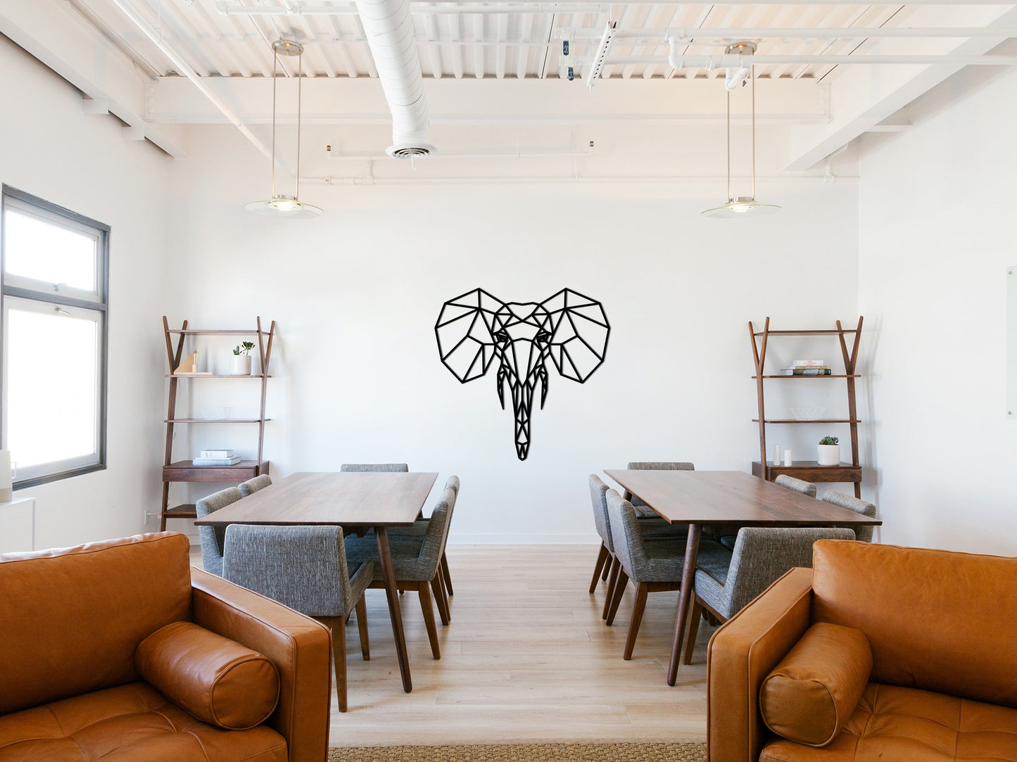 Houten wanddecoratie - Geometrische Olifant