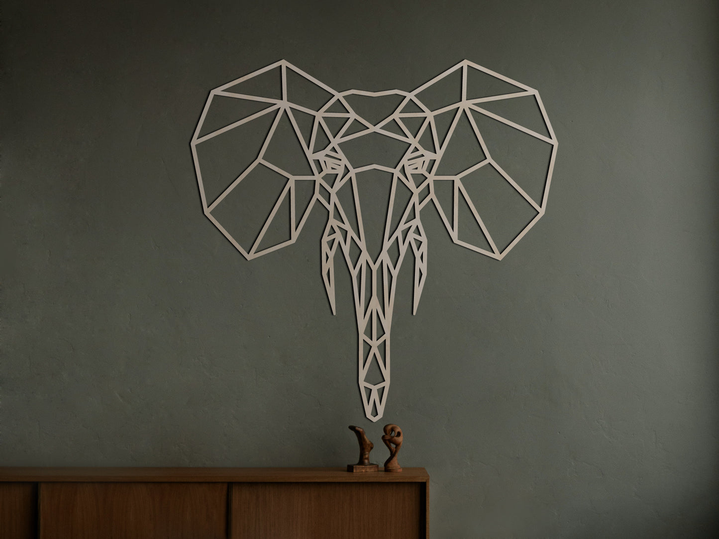 Houten wanddecoratie - Geometrische Olifant