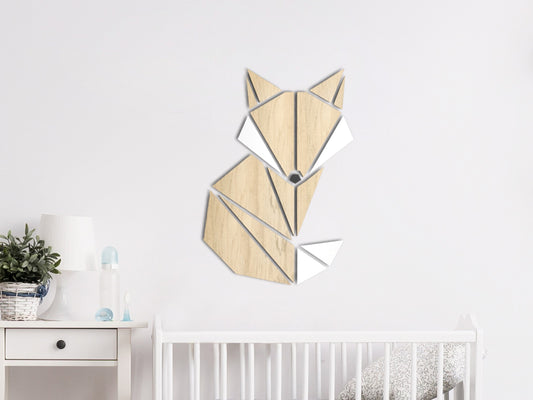 HOUTEN WANDDECORATIE / WOODEN WALL DECORATION - GEOMETRISCHE MUURDECORATIE VOOR DE KINDERKAMER / GEOMETRIC WALL ART FOR KID'S ROOM - VOS / FOX LICHT HOUT / NATURAL WOOD  KINDERKAMER SLAAPKAMER  MUURDECORATIE  CADEAU  DECORATIE BABY  INTERIEUR MUUR WAND HOUT  UNIEK NATUUR  Babykamer DIER  ANIMAL ORIGAMI DESIGN WANDFIGUUR - DIEREN  - DEVOS Wall Art Animal Babyroom babyroomdecor homedecor Walldecoration walldecorationideas wallartkids kidsroominspiration kidsroomdesign kidswallart op muur modern unique