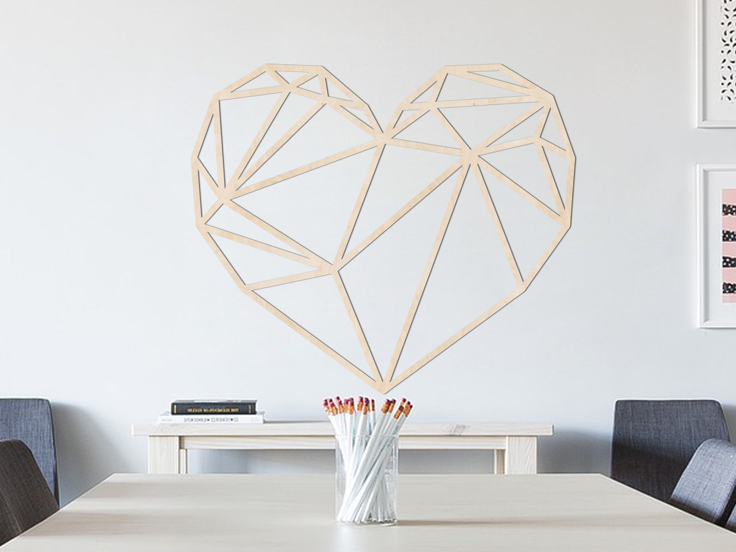 Houten wanddecoratie - Geometrisch Hart