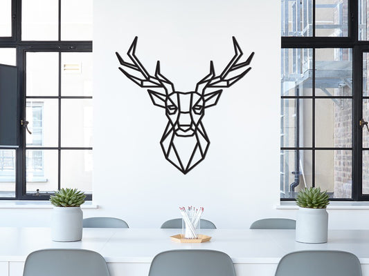 Houten wanddecoratie - Geometrisch Hertenkop (Symmetrisch)