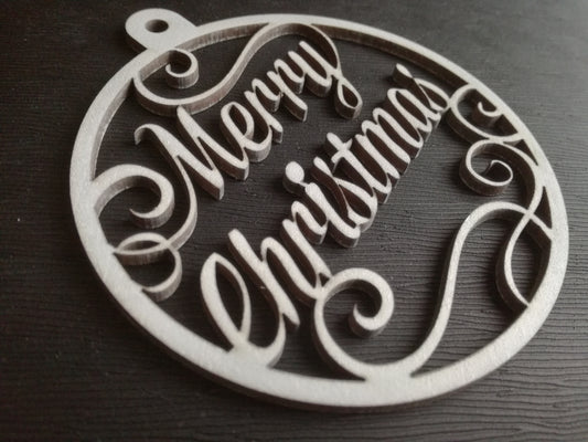 Houten kerstballen - Merry Christmas (2 st)