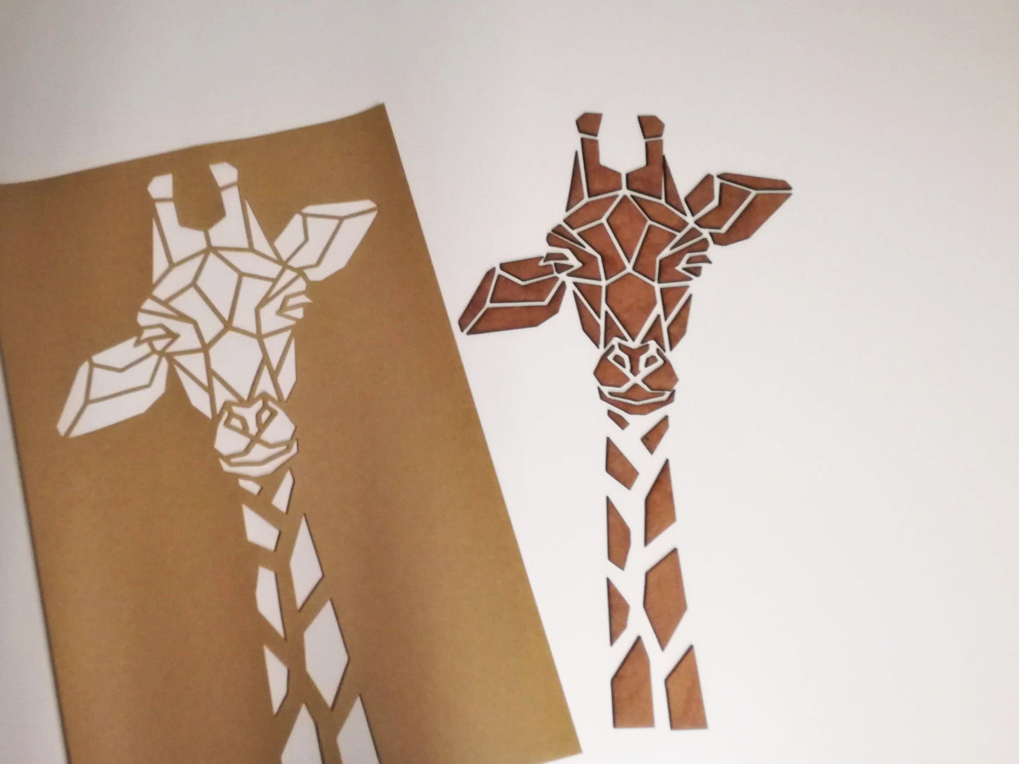 Houten wanddecoratie - Origami Giraf