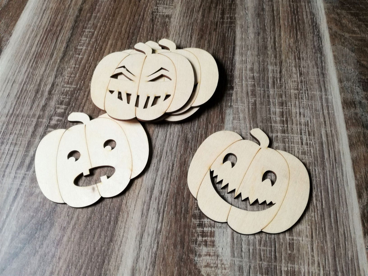 Houten onderzetters - Halloween pompoen (6 st)