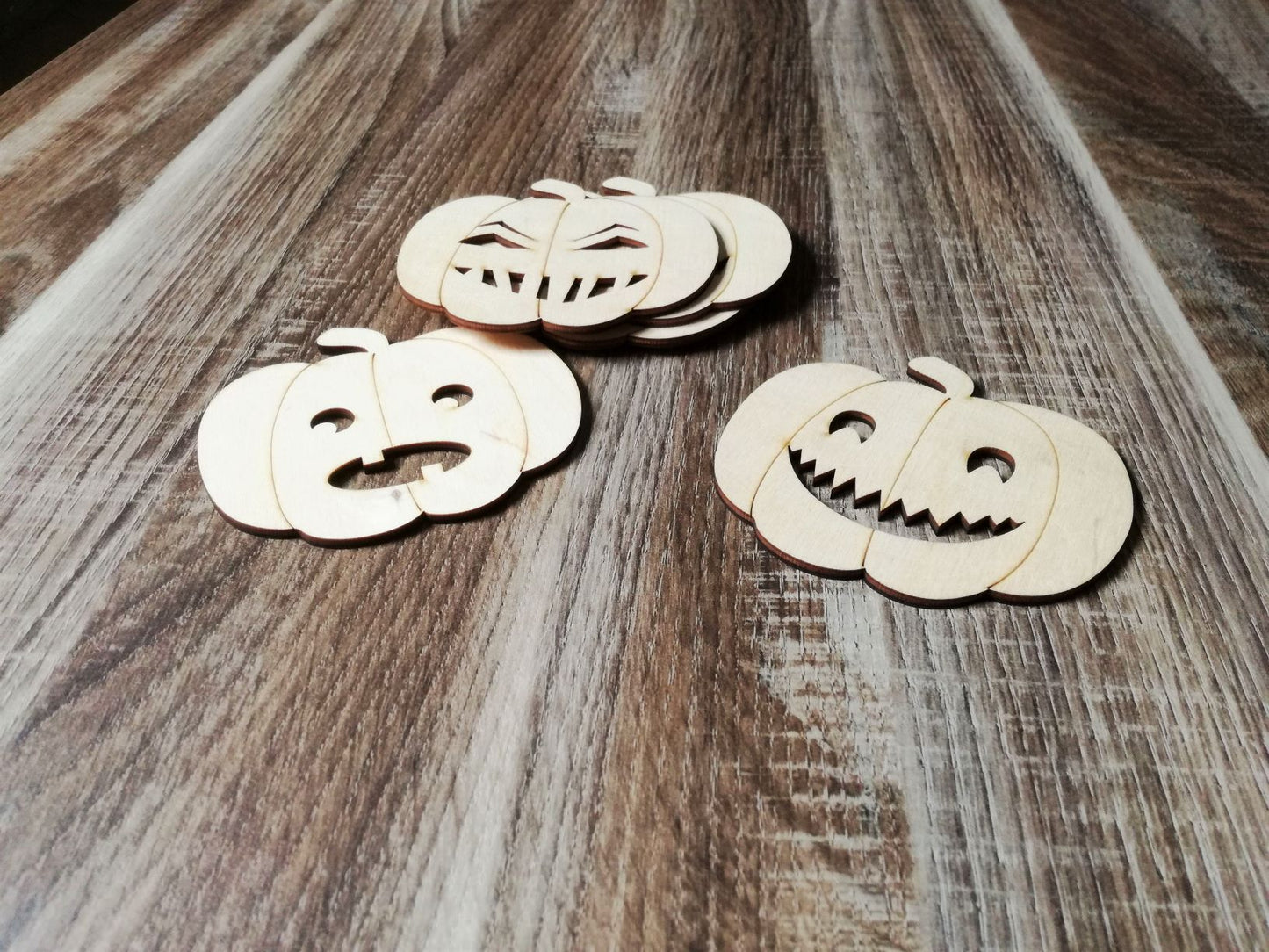 Houten onderzetters - Halloween pompoen (6 st)