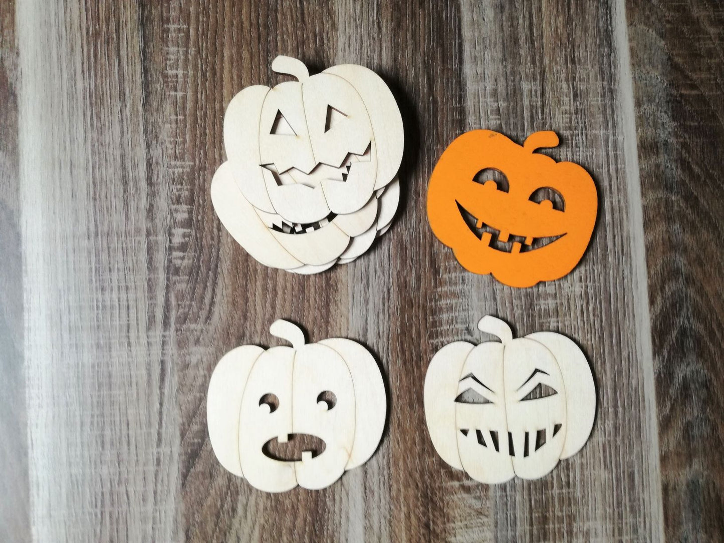 Houten onderzetters - Halloween pompoen (6 st)