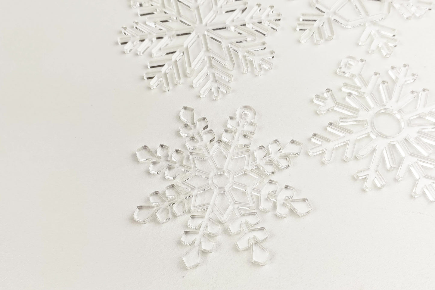 Kerstboomhangers - Glazen sneeuwvlokken (6 st)