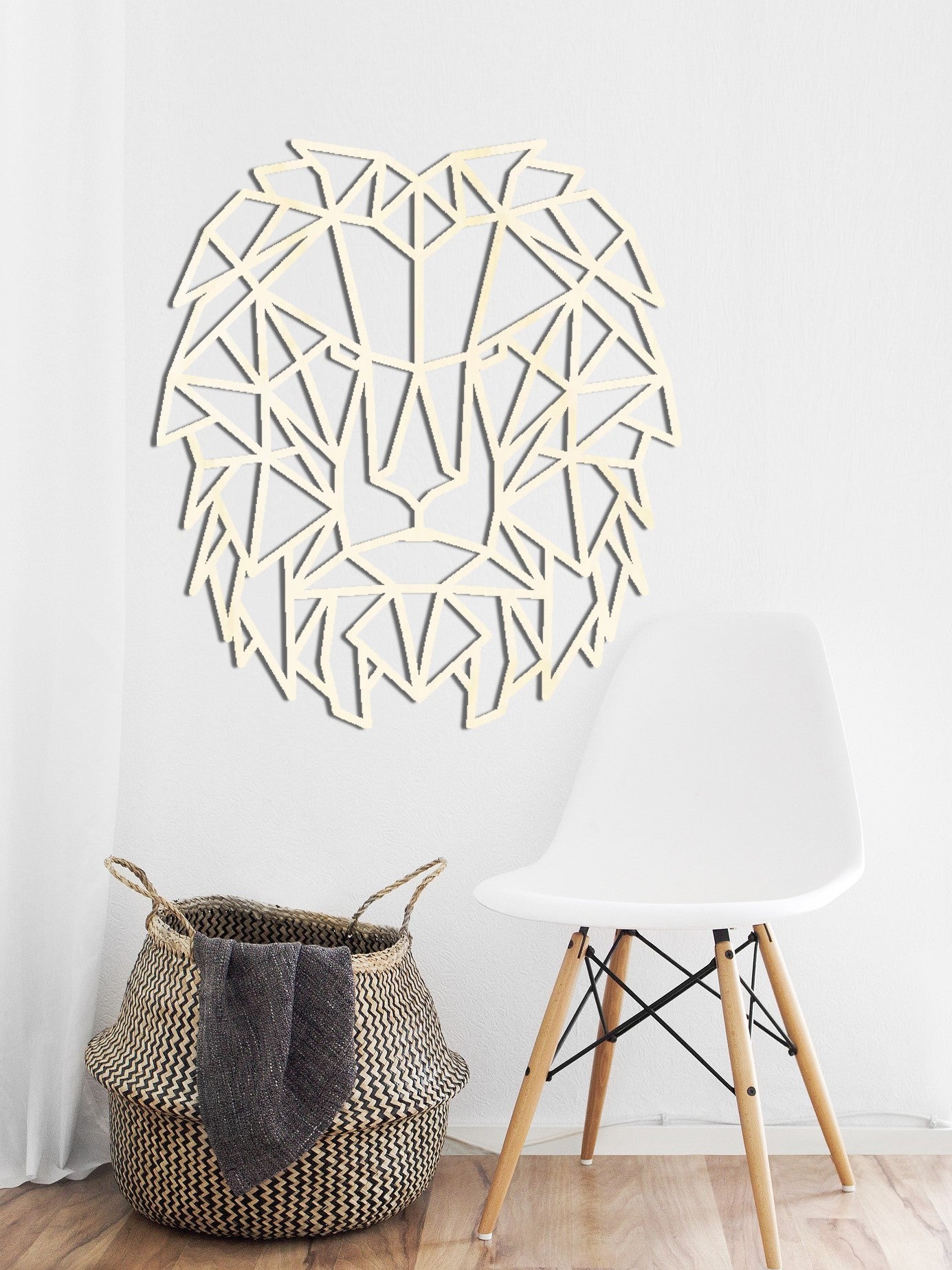 Houten wanddecoratie - Geometrische Leeuw