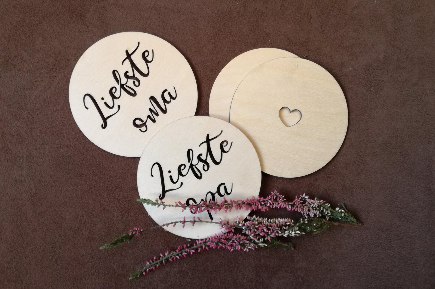 Houten onderzetters - Liefste Oma & Liefste Opa (4 st)
