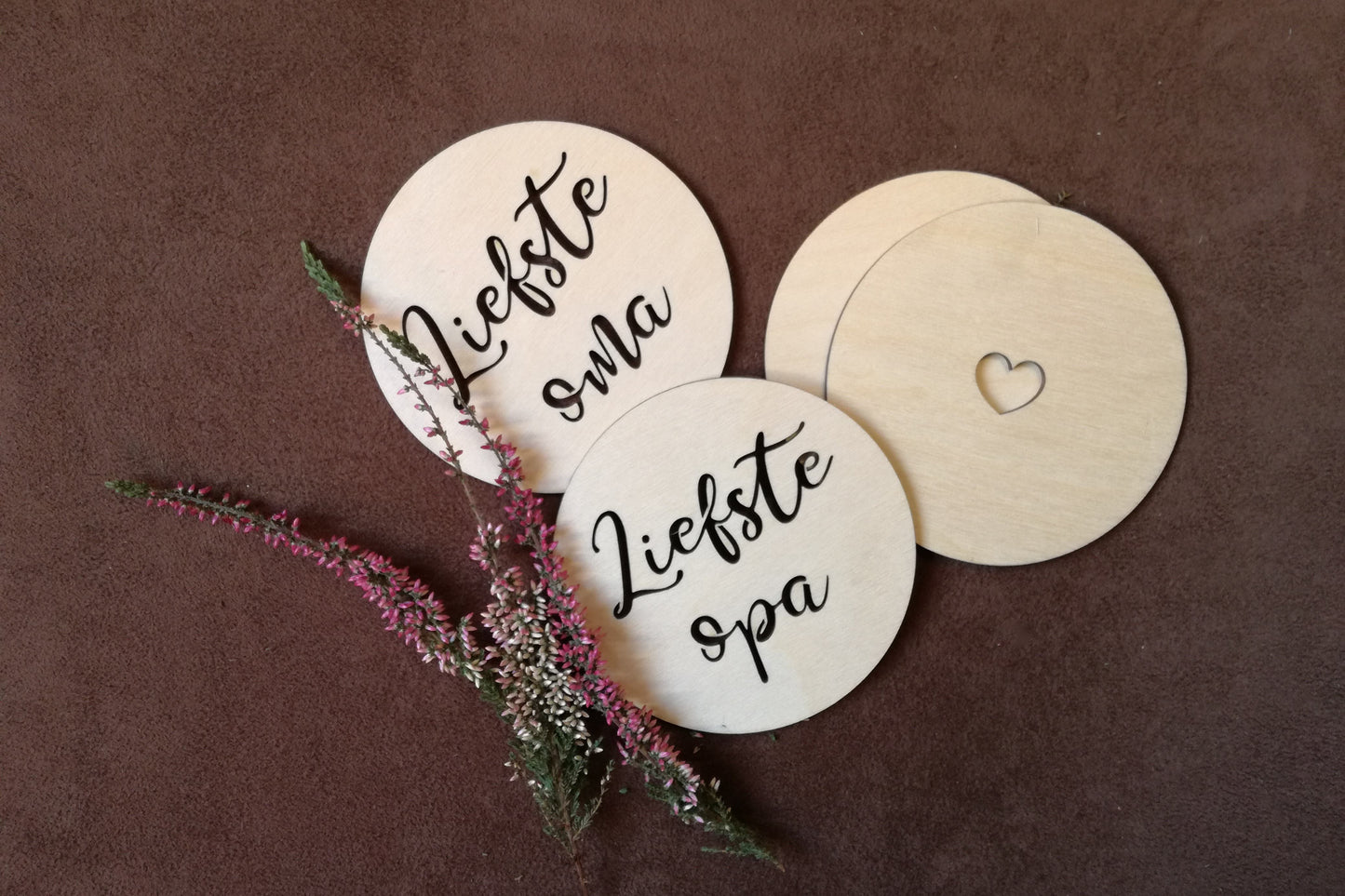 Houten onderzetters - Liefste Oma & Liefste Opa (4 st)
