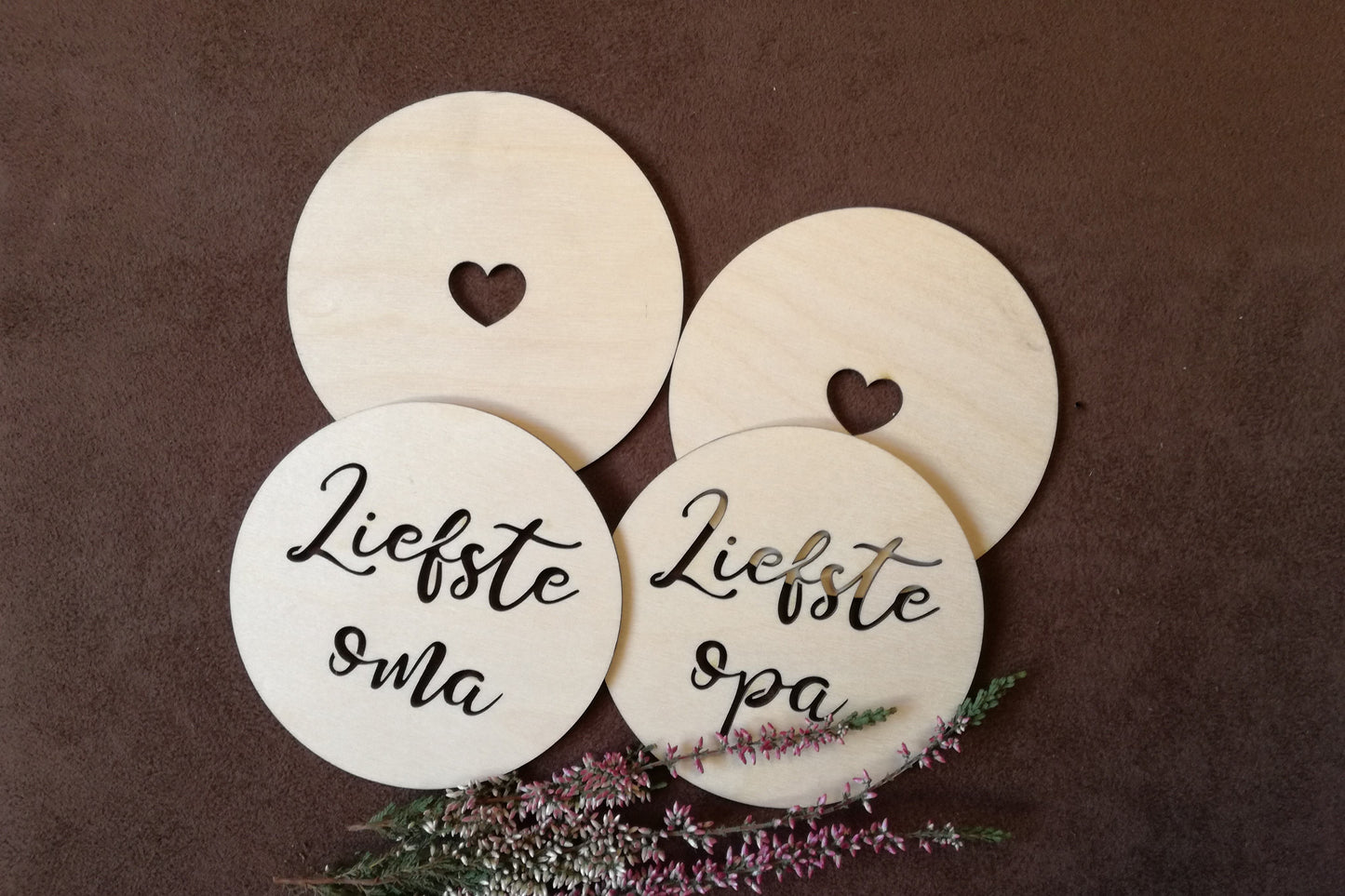 Houten onderzetters - Liefste Oma & Liefste Opa (4 st)