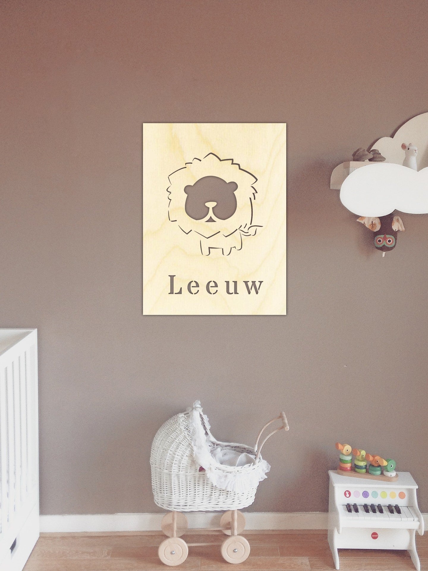 Houten poster met leeuw