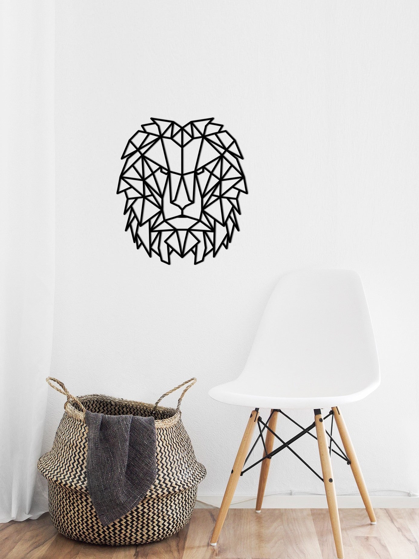 Houten wanddecoratie - Geometrische Leeuw