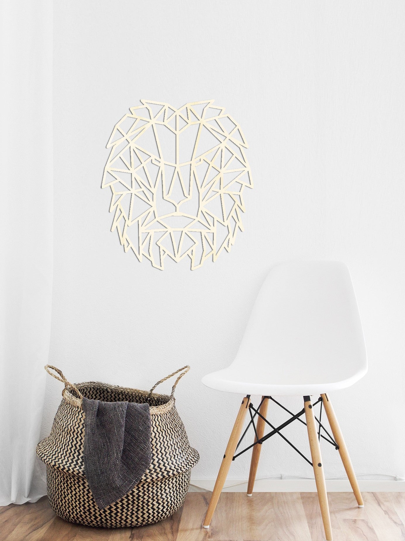 Houten wanddecoratie - Geometrische Leeuw