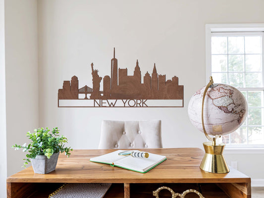 Houten Wanddecoratie - Skyline New York