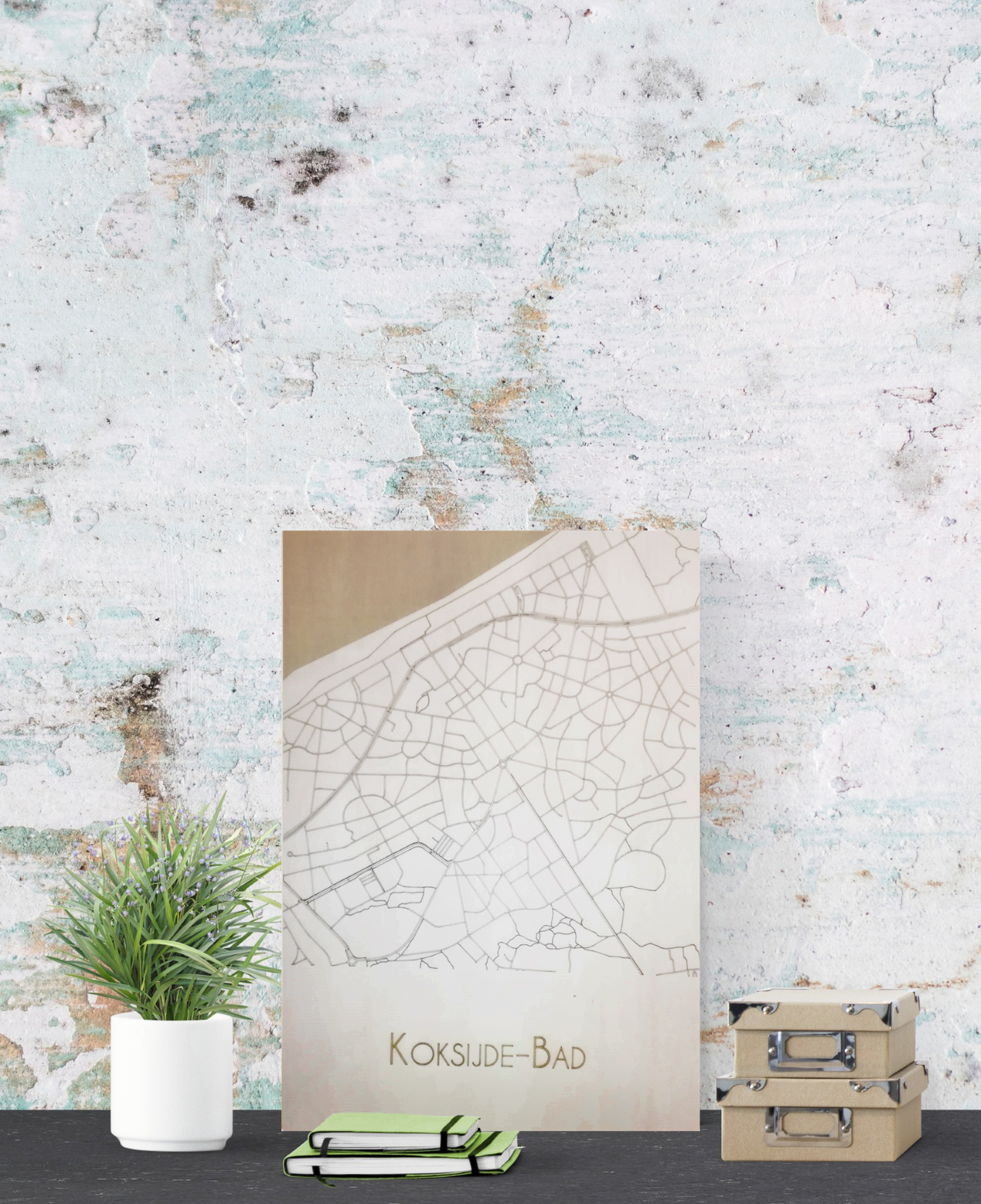 Houten wanddecoratie - Houten stadkaart