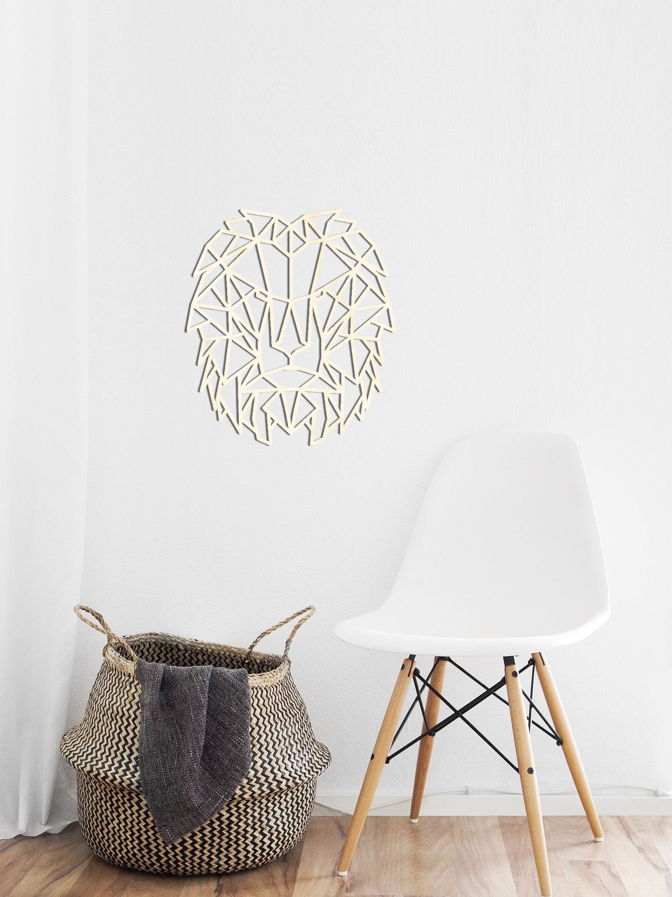 Houten wanddecoratie - Geometrische Leeuw