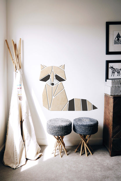 Houten wanddecoratie – Origami Wasbeer