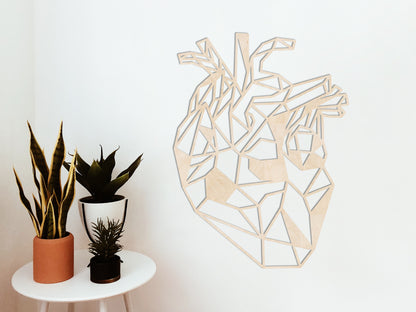 Houten wanddecoratie - Geometrisch Anatomisch Hart