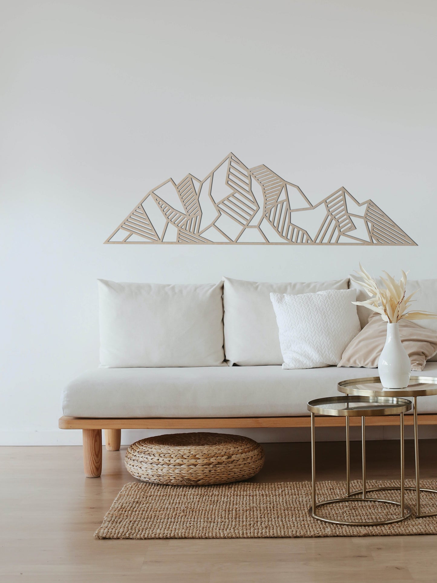 Houten wanddecoratie - Geometrische Bergen