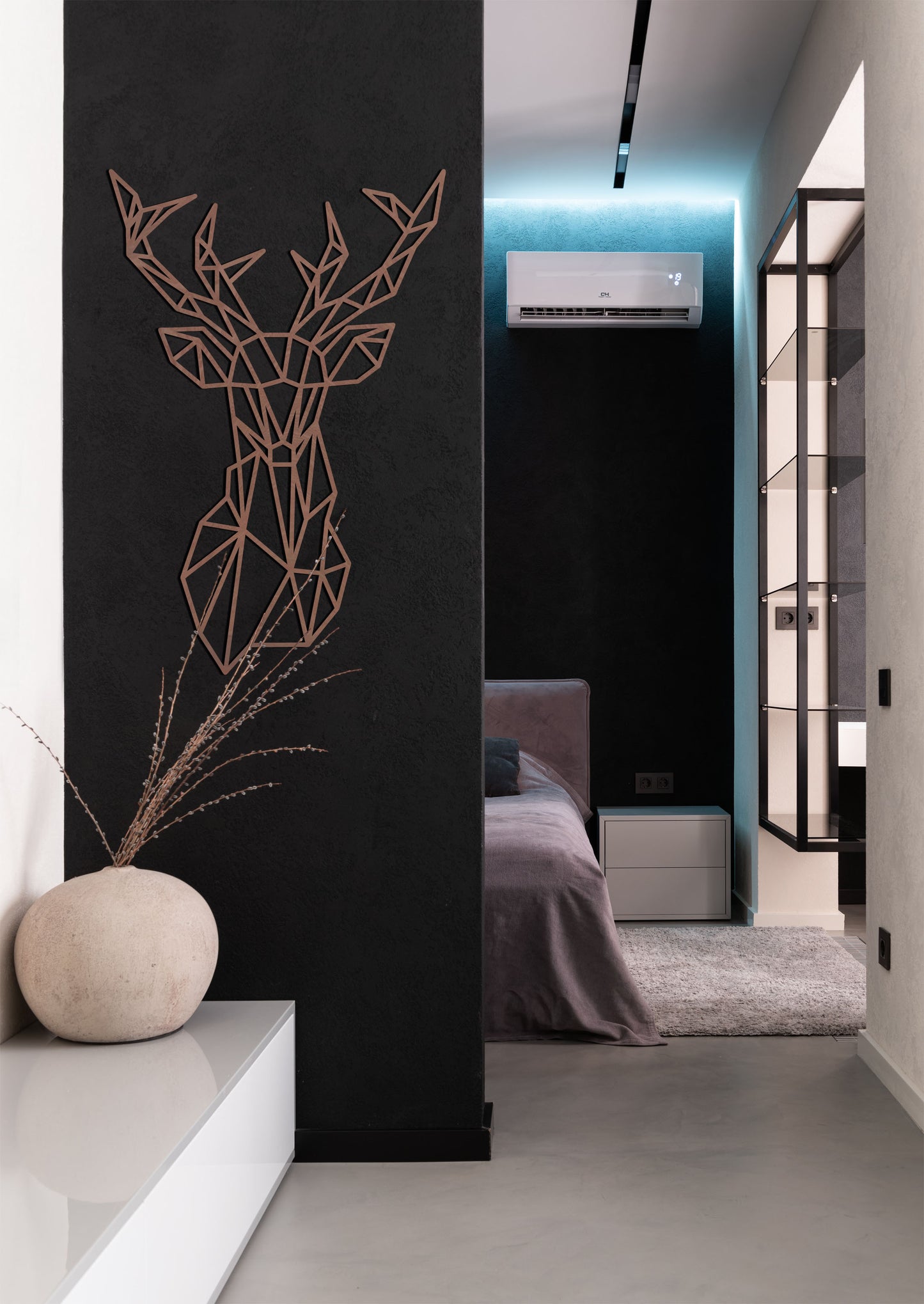 Houten wanddecoratie - Geometrisch Hertenkop (Asymmetrisch)