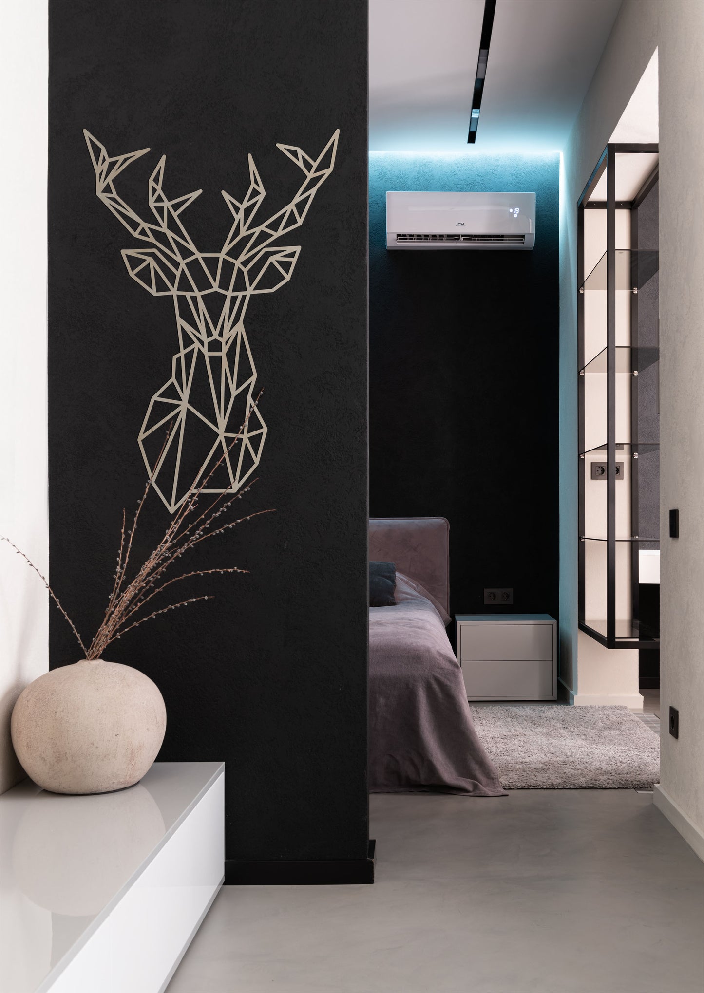 Houten wanddecoratie - Geometrisch Hertenkop (Asymmetrisch)