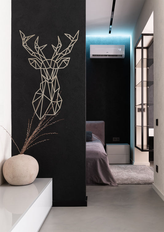 Houten wanddecoratie - Geometrisch Hertenkop (Asymmetrisch)