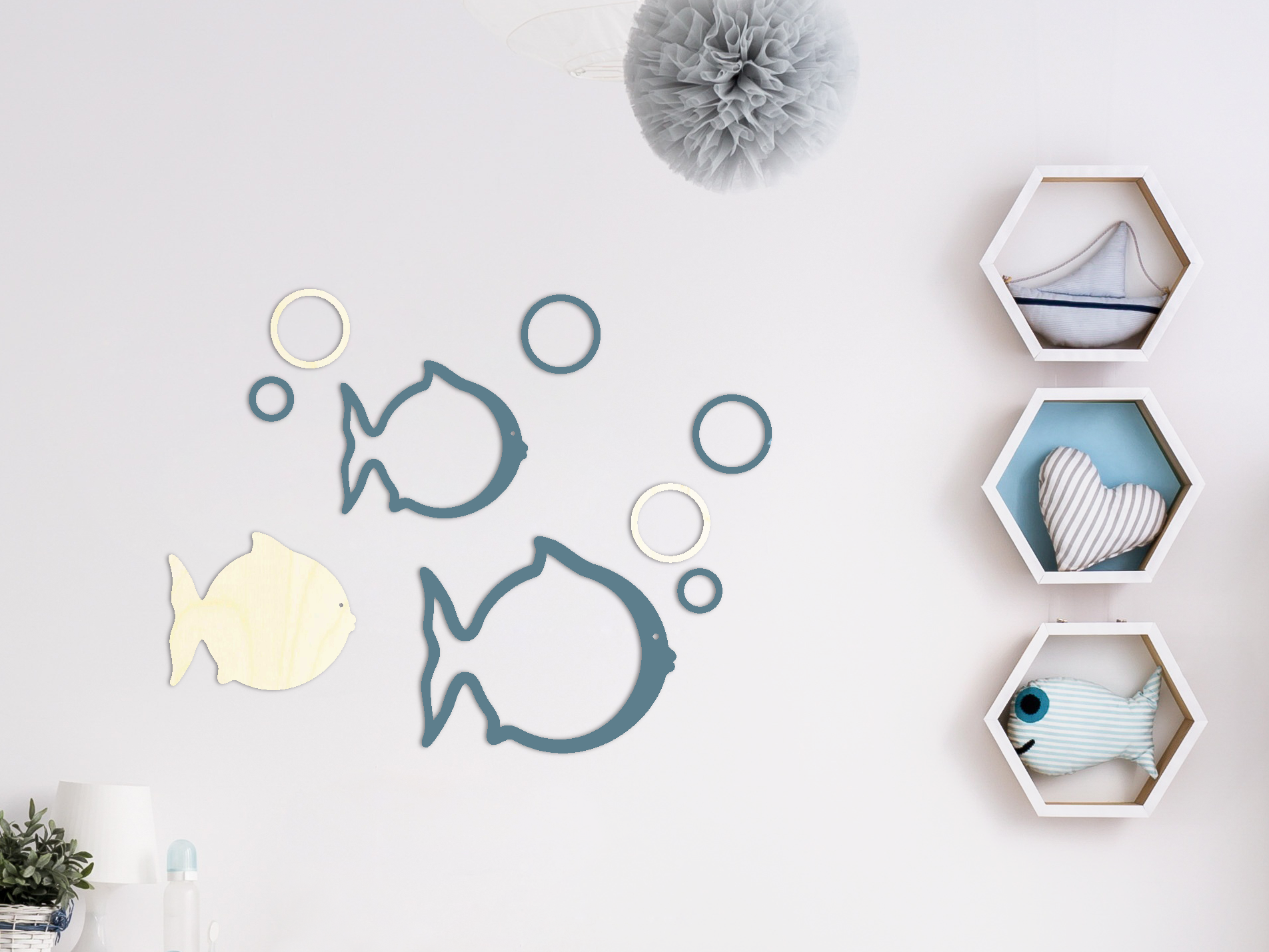 HOUTEN WANDDECORATIE / WOODEN WALL DECORATION - MUURDECORATIE VOOR KINDERKAMER / WALL ART FOR KIDS ROOM - VISSEN / FISH - 61 x 47cm - LICHT HOUT / NATURAL WOOD - WANDFIGUUR - DIEREN - BABYKAMER - ZEE - OCEAAN NATUUR  Babykamer DIER  ANIMAL zee fishdecor ocean vis water DIEREN  Wall Art Animal Babyroom babyroomdecor homedecor Walldecoration walldecorationideas wallartkids kidsroominspiration kidsroomdesign kidswallart op muur Wanddecoratie