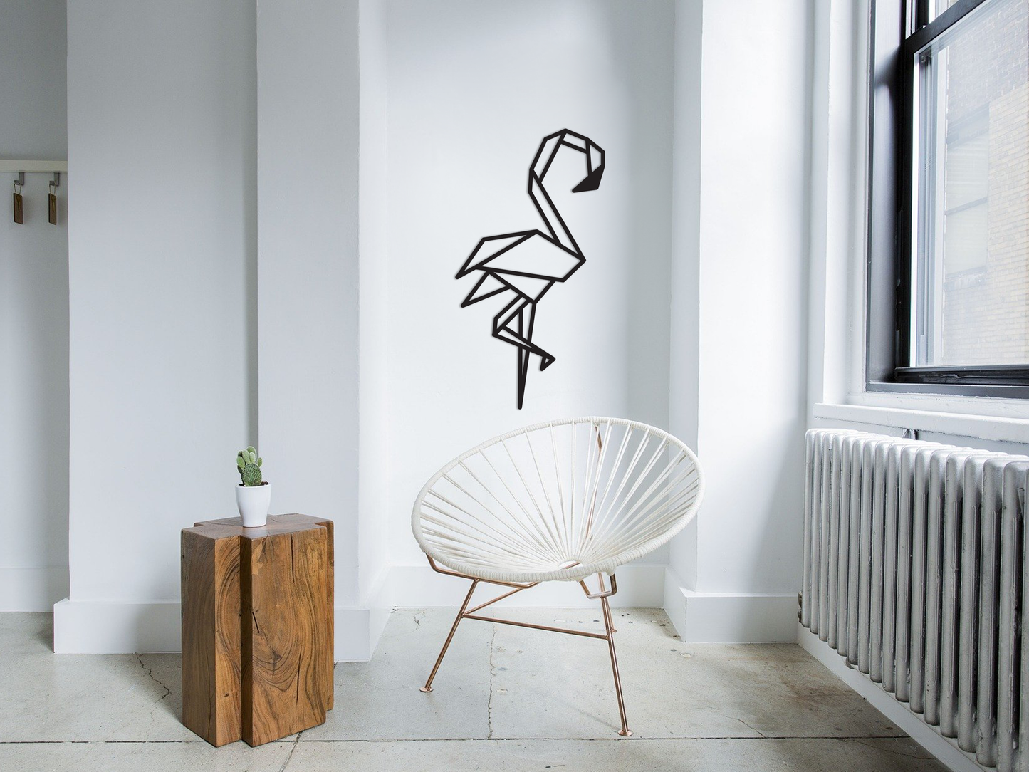 Houten wanddecoratie - Geometrische flamingo