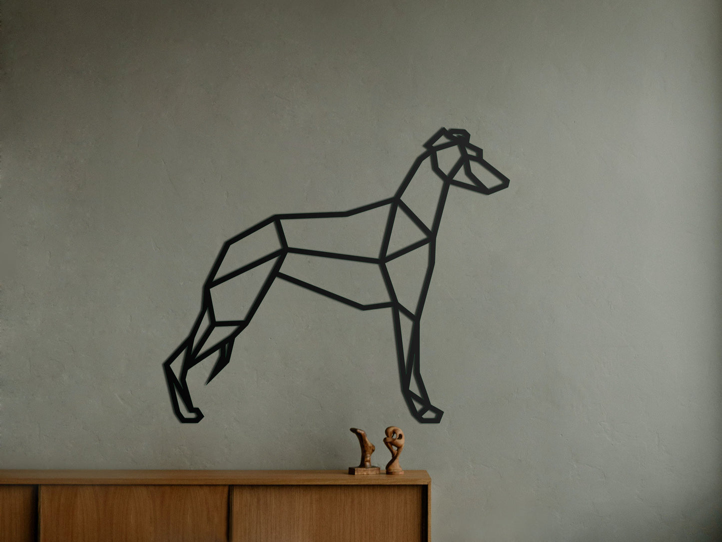 Houten wanddecoratie - Geometrische windhond