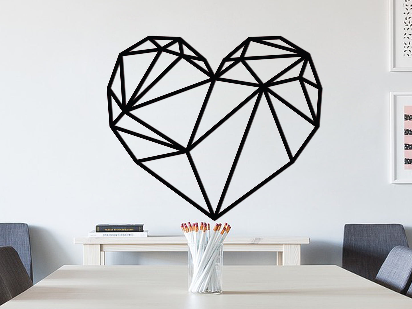 Houten wanddecoratie - Geometrisch Hart