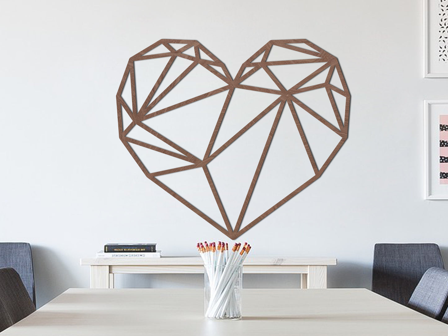 Houten wanddecoratie - Geometrisch Hart