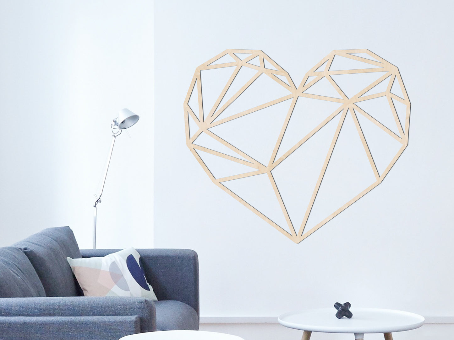 Houten wanddecoratie - Geometrisch Hart