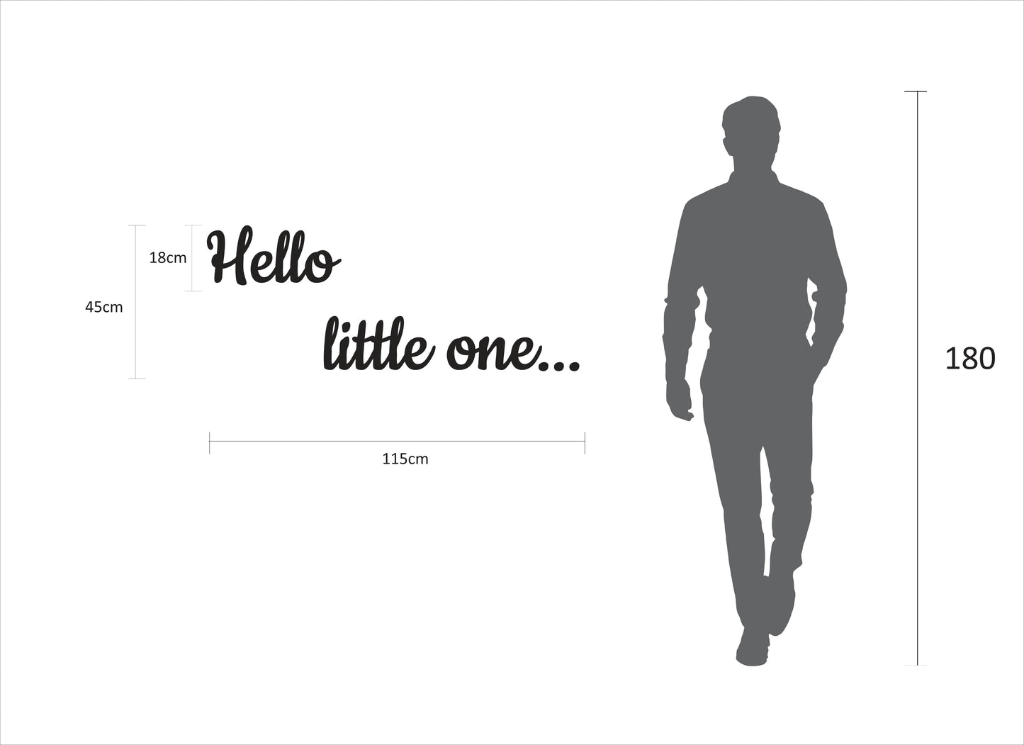 Wooden wall decoration for children's room - Wall text "Hello little one..."