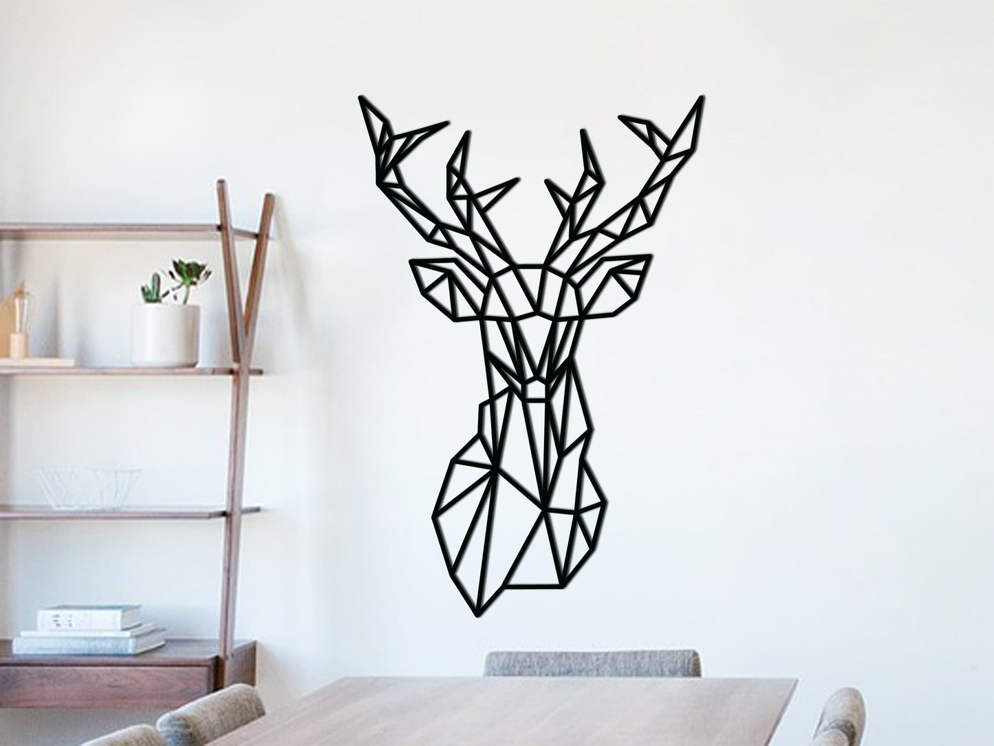 Houten wanddecoratie - Geometrisch Hertenkop (Asymmetrisch)
