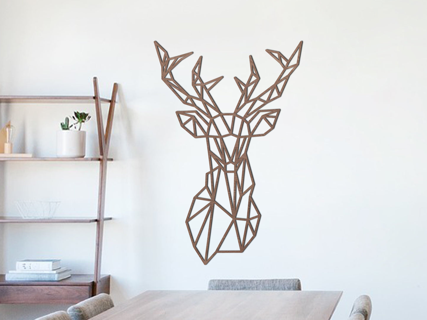 Houten wanddecoratie - Geometrisch Hertenkop (Asymmetrisch)