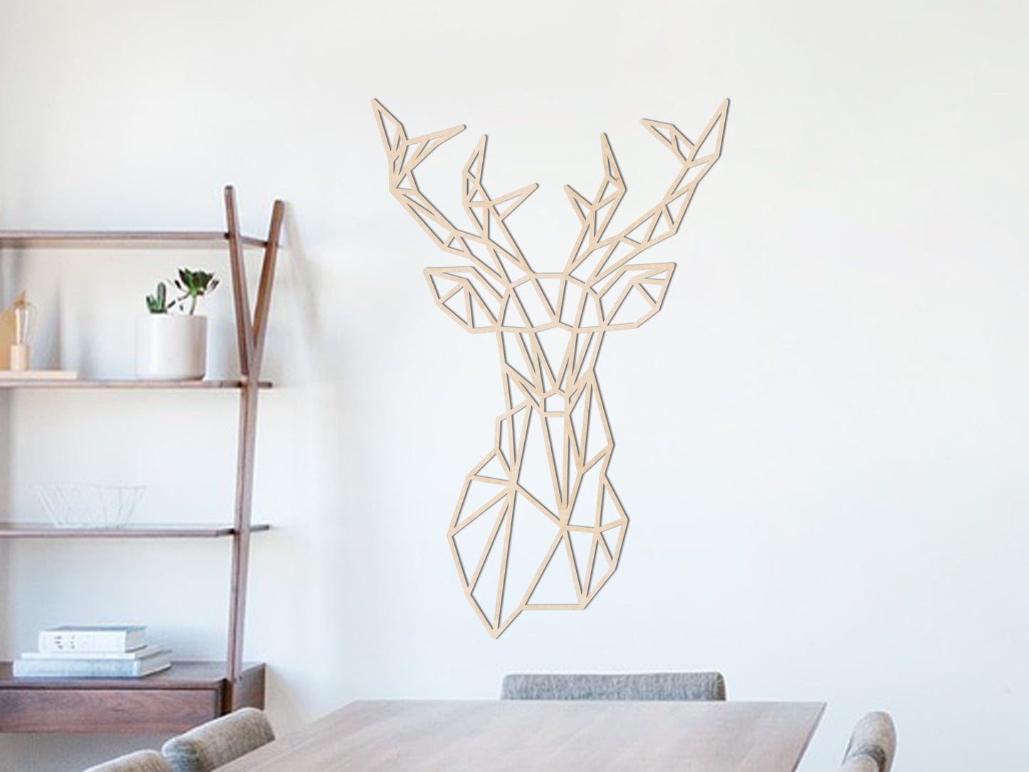 Houten wanddecoratie - Geometrisch Hertenkop (Asymmetrisch)