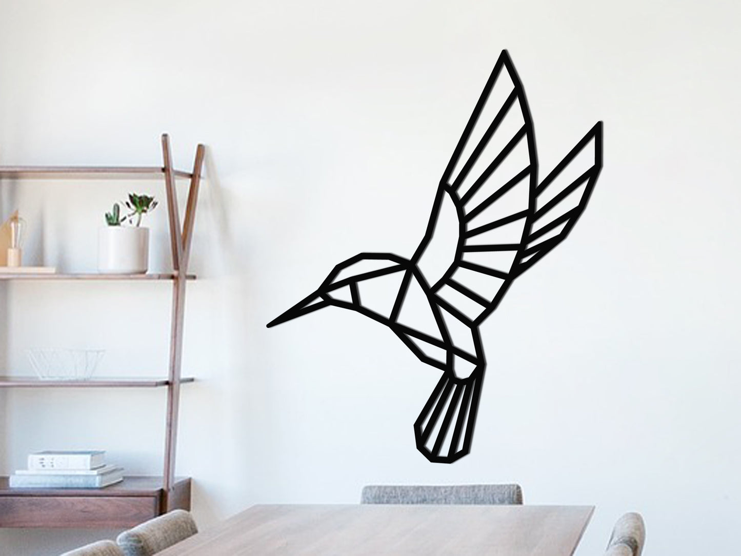 Houten wanddecoratie - Geometrische Kolibrie