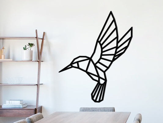 Houten wanddecoratie - Geometrische Kolibrie