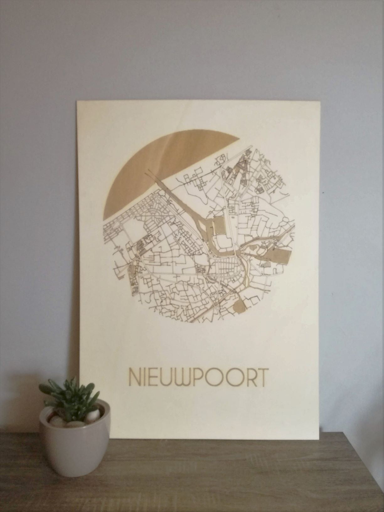 Houten wanddecoratie - Houten stadkaart