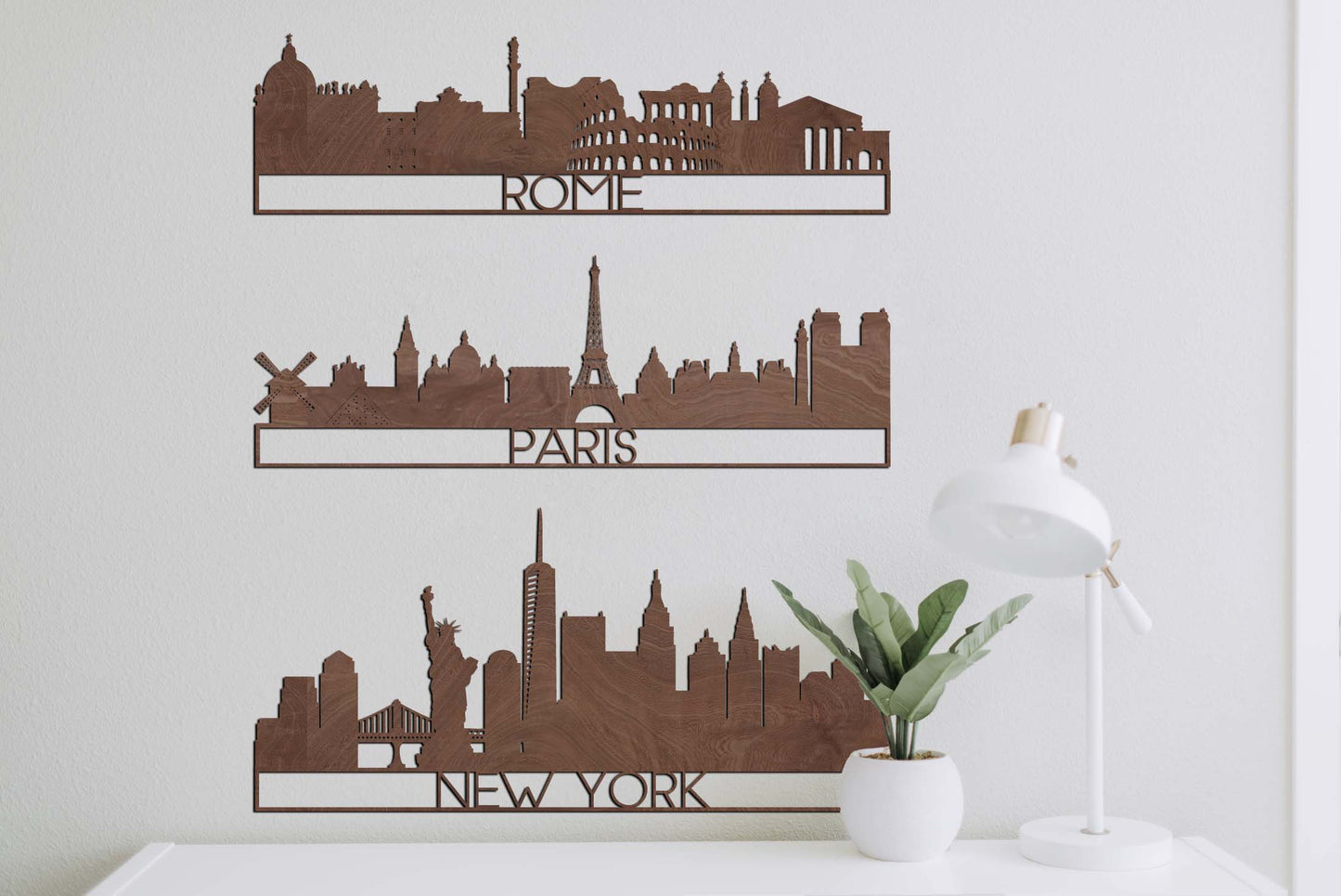 Houten Wanddecoratie - Skyline Rome