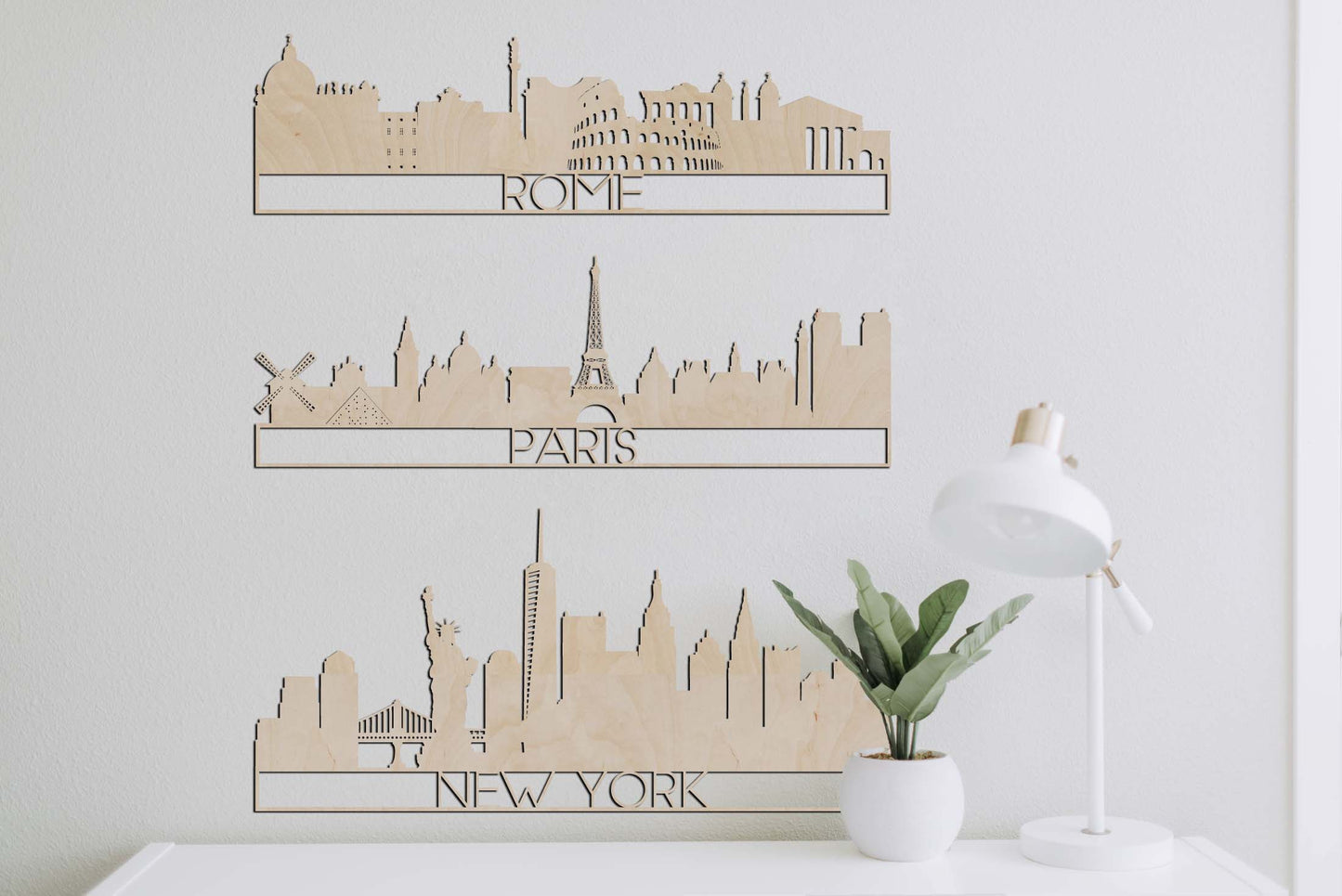 Houten Wanddecoratie - Skyline Rome