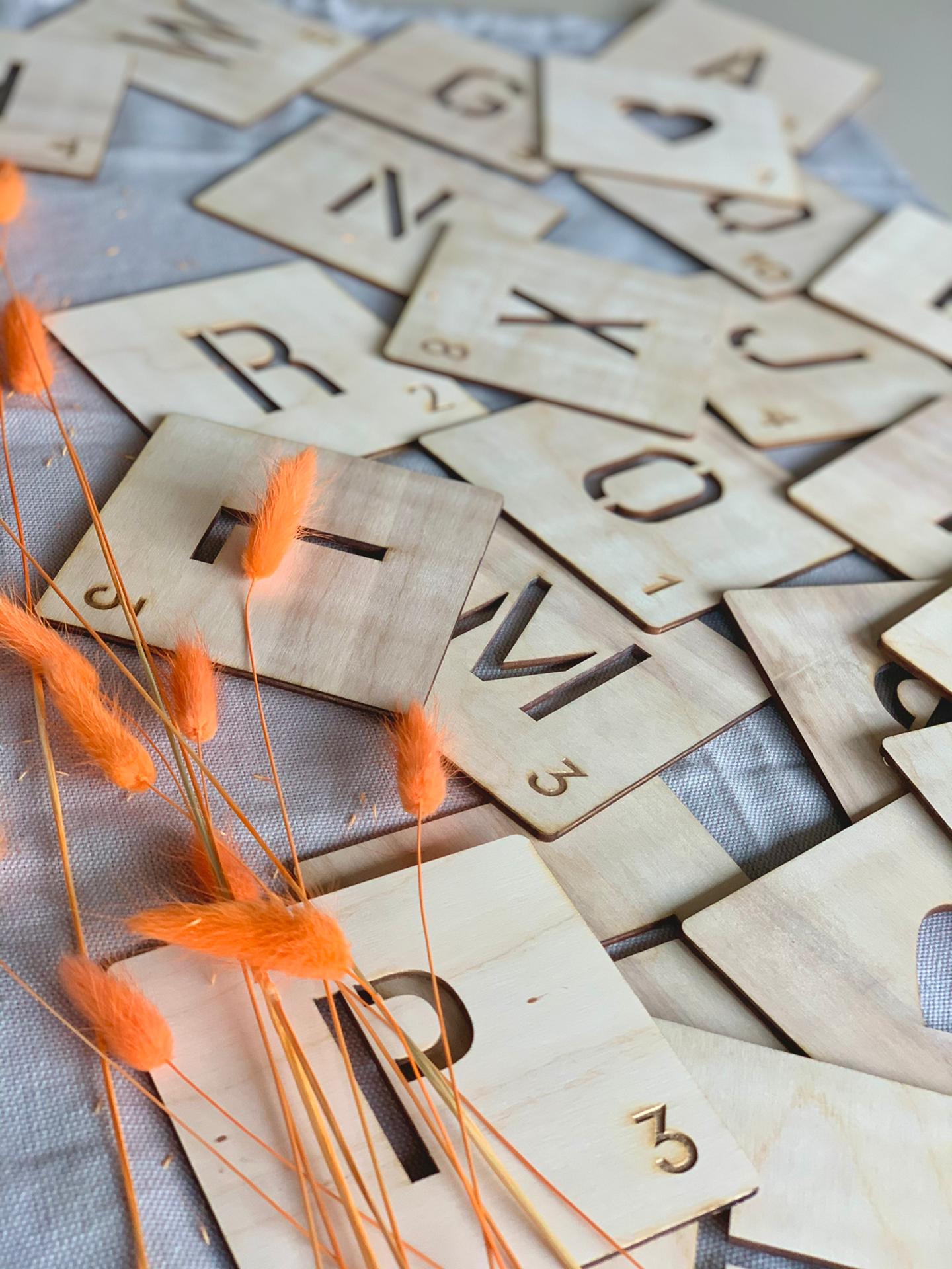 Houten wanddecoratie - Letter tegels - Wordfeud - Woordfeud