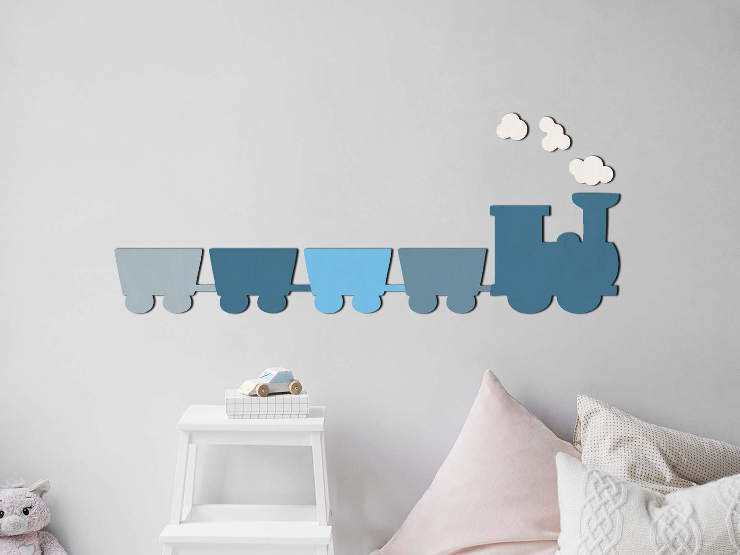 Houten wanddecoratie - Treintje met wagons